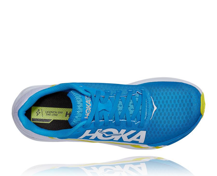 Hoka One One Running Shoes Mens White/Blue - Rocket X - 36709IEJW